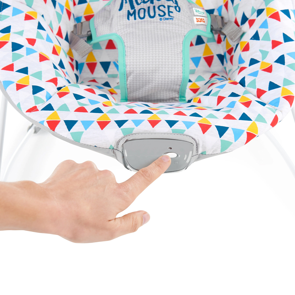 BRIGHT STARTS Rezgő pihenőszék MICKEY MOUSE Happy Triangles™ 0m+ 9kg-ig
