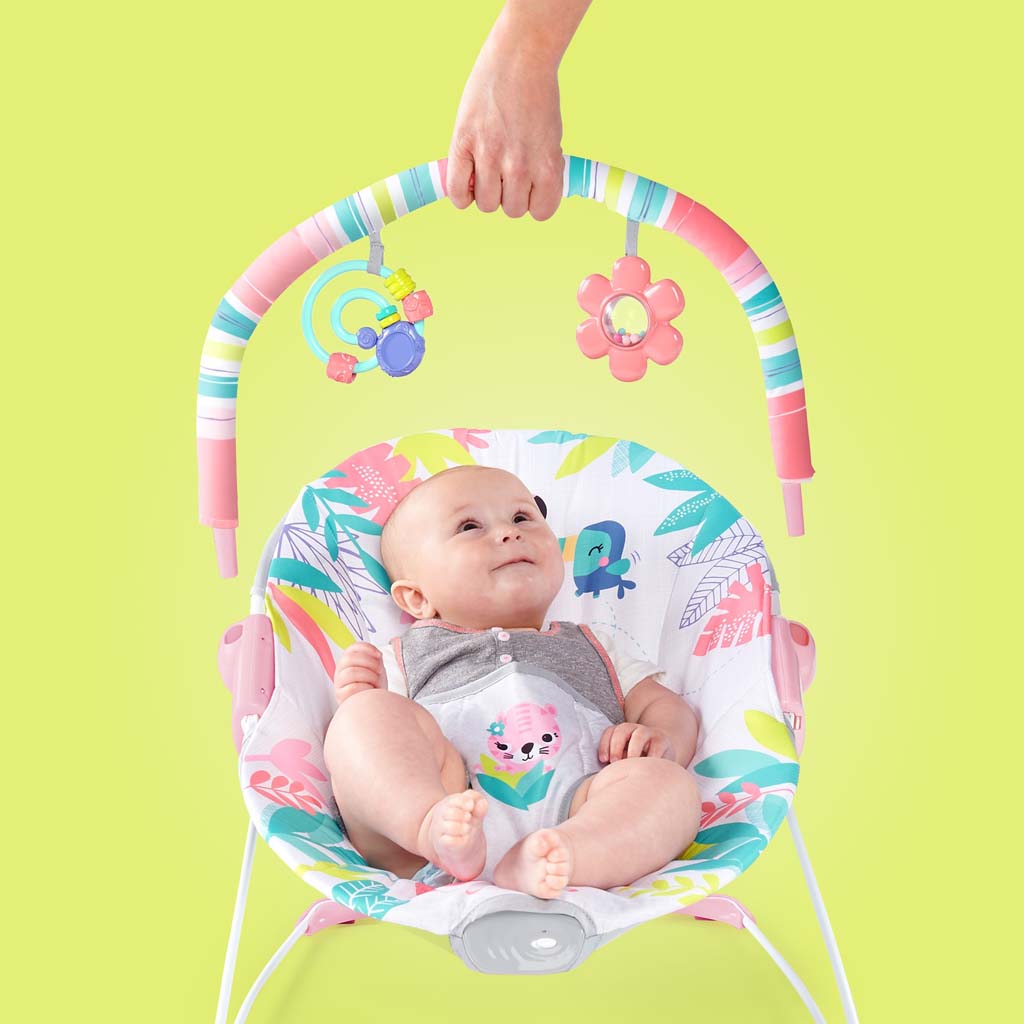 BRIGHT STARTS rezgő pihenőszék Flamingo Vibes™ 0hó+, 9kg-ig