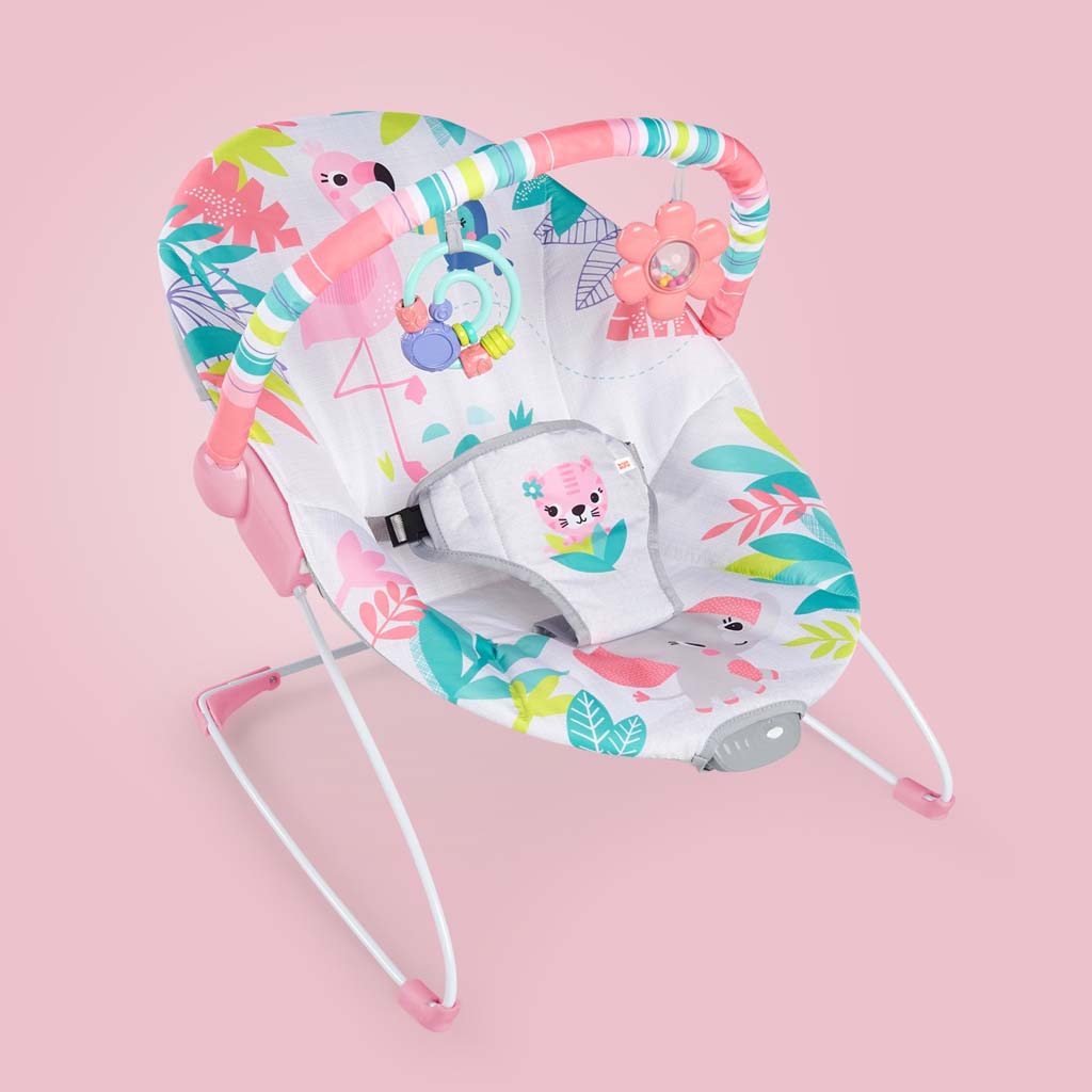 BRIGHT STARTS rezgő pihenőszék Flamingo Vibes™ 0hó+, 9kg-ig