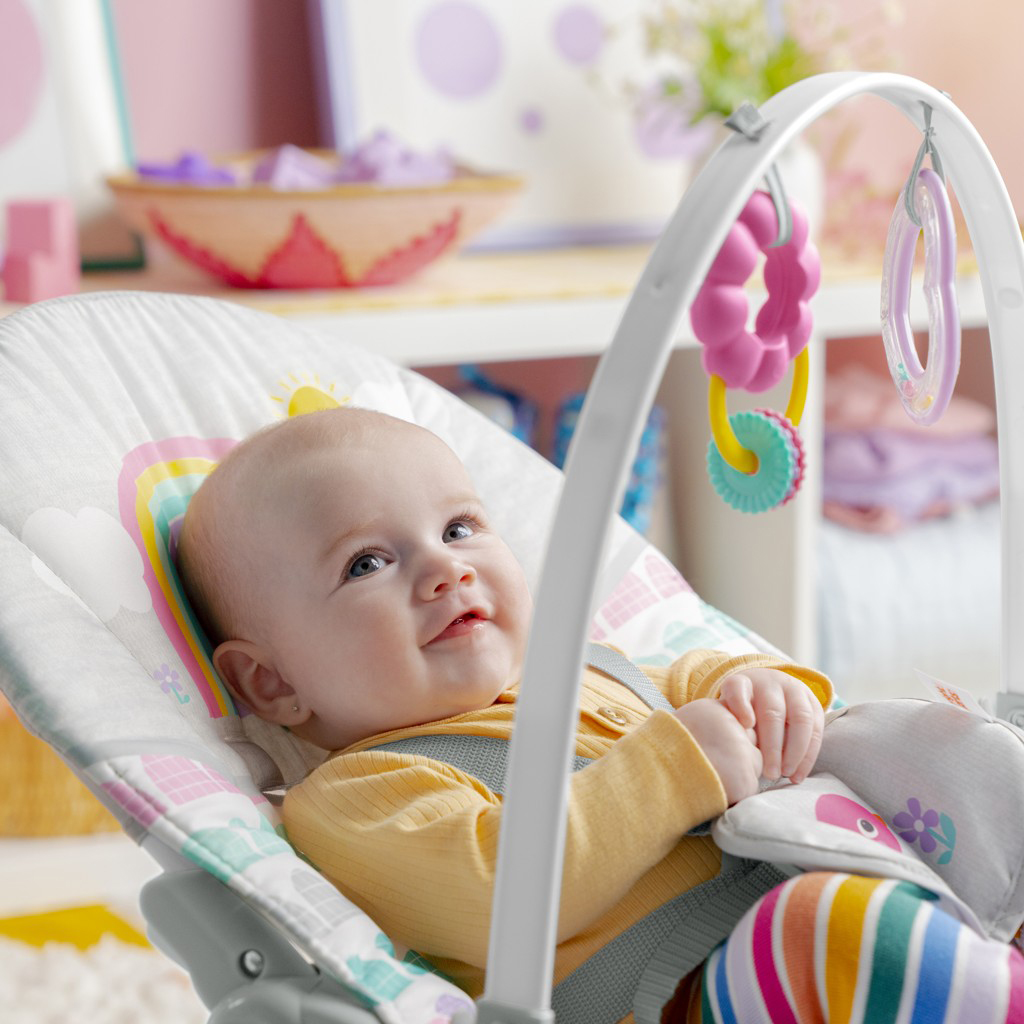 BRIGHT STARTS pihenőszék Rosy Rainbow™ 18 kg-ig