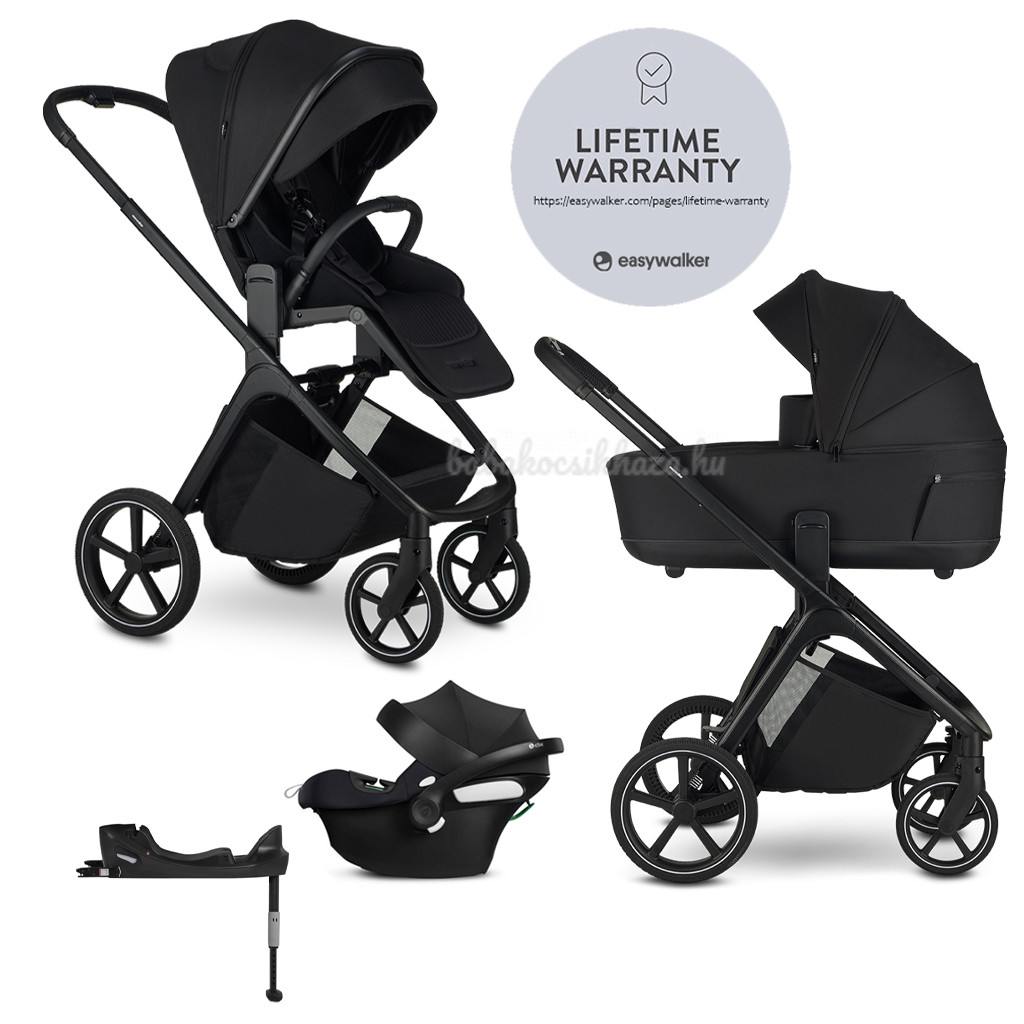 EASYWALKER Kombinált babakocsi Zoey Pure Black + CBX By CYBEX Aton B2 i-Size + bázis